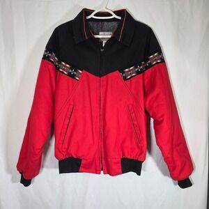 Vintage Express Riders Western Jacket Red Black Southwestern‎ Saddle Blanket
